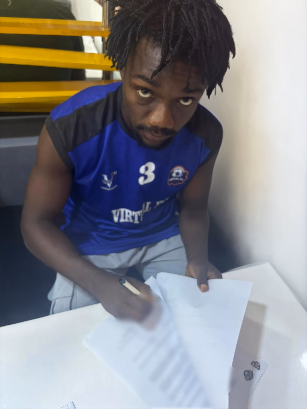 Photograph 2 of 2: Two players signed by Nexar Football Agency in Abuja