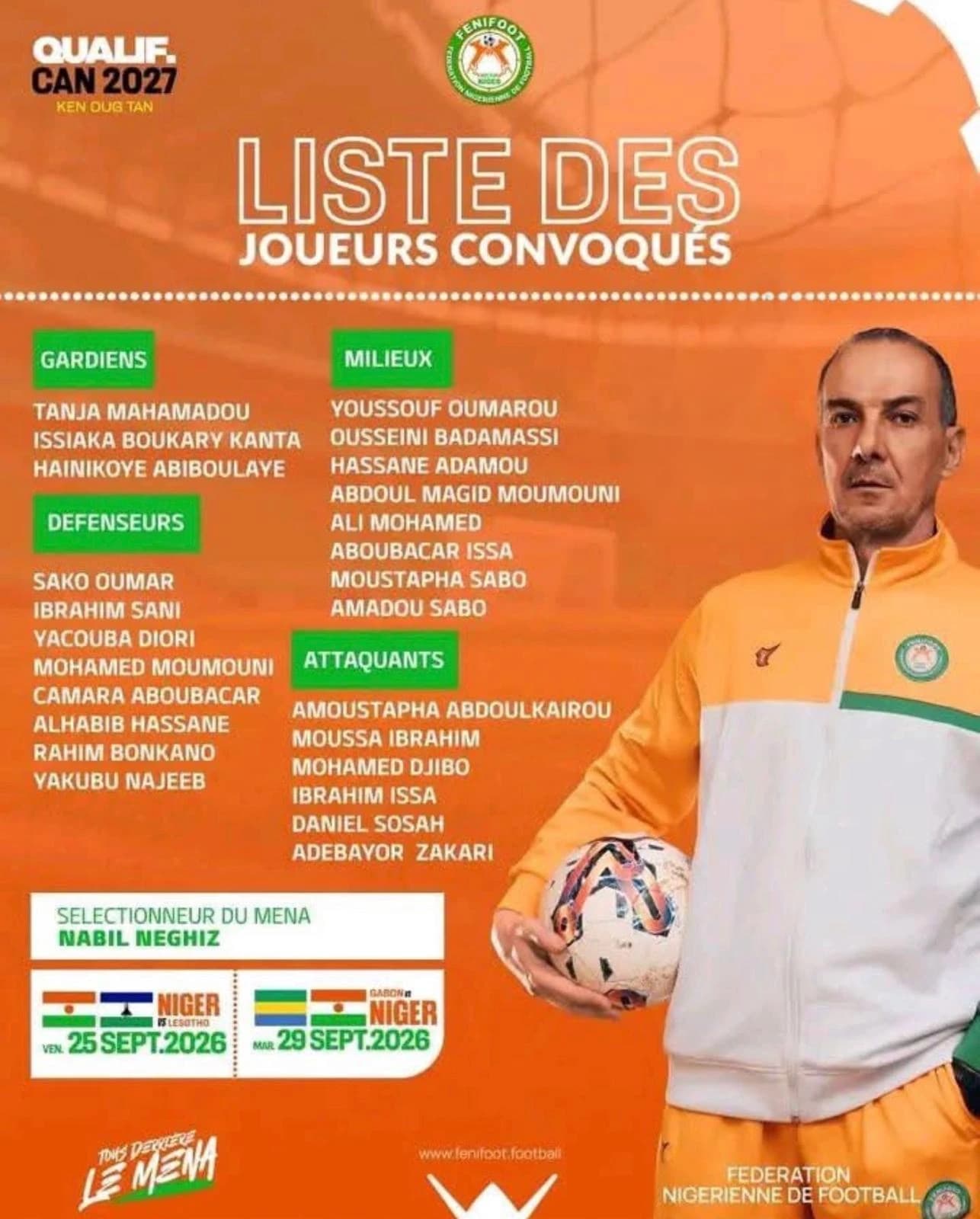 Photograph: Majid selected for Niger's national team again